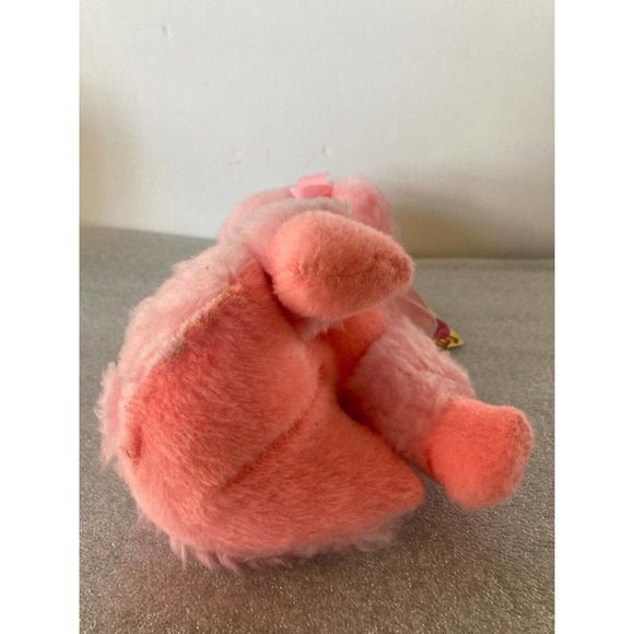 Vintage Gerber Atlanta Stuffed Animal Plush Wind up Musical Pink Dog Works w Tag - Picture 5 of 7
